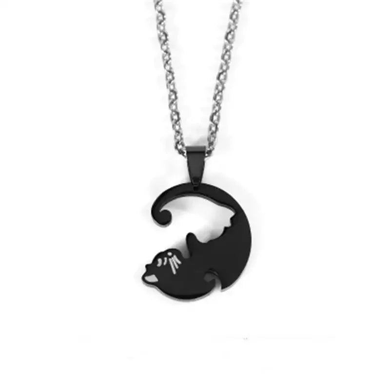 Cat Pendant Stainless Steel Couple Necklaces