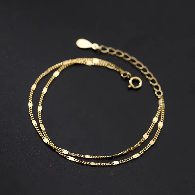 Stainless Steel Double-Layer Chain Bracelet for Women Simply Shiny Bracelet Korea Student Hand Accessories